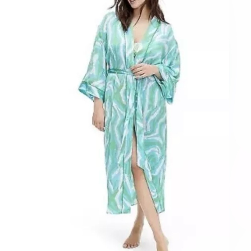 New Diane Von Furstenberg X Target Satin Disco Zebra Green Robe - DVF XS  NWT